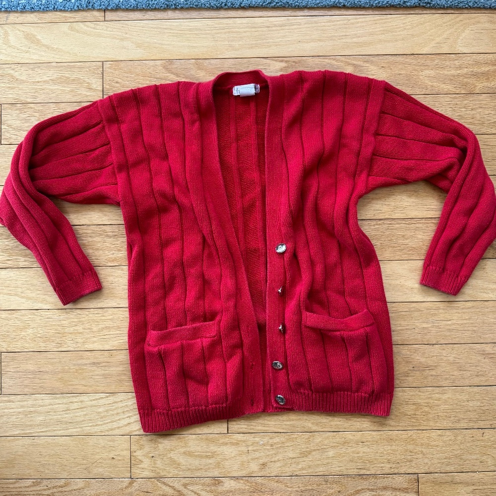 Oversized vintage knit cardigan - 80s